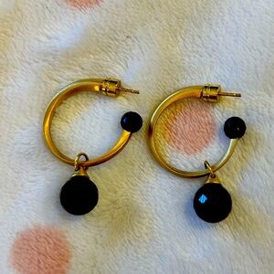Elegant Gold and Black Hoop Earrings